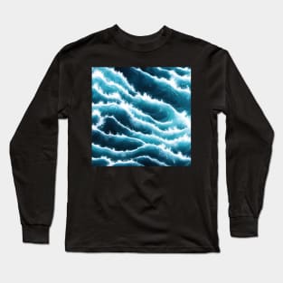 Hyperrealistic blue ocean waves Long Sleeve T-Shirt